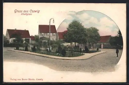 AK Coswig / Anhalt, Strasse am Fliethplatz