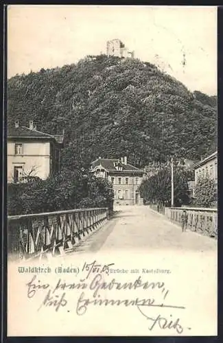 AK Waldkirch /Baden, Brücke mit Kastelburg