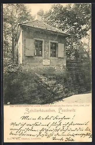 AK Dresden-Loschwitz, Partie am Schillerhäuschen