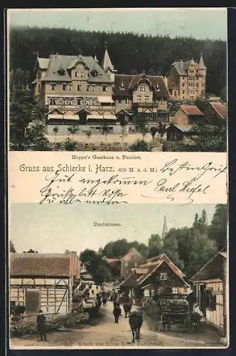 AK Schierke i. Harz, Gasthaus und Pension Hoppe, Dorfstrasse