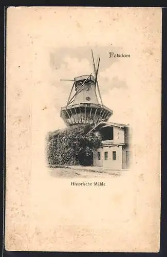 Lithographie Potsdam, Historische Mühle, Passepartout