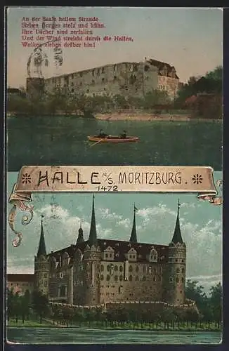 AK Halle a. S., Moritzburg 1472 und heute