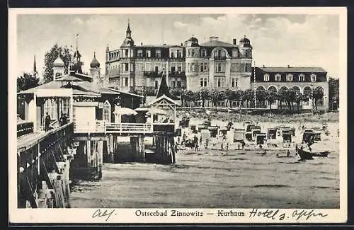 AK Zinnowitz / Ostsee, Blick von der See zum Kurhotel