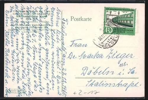 Künstler-AK Königlich Sächsischer Eilpostwagen 1846, letzte Fahrt Löbau-Görlitz vor Eröffnung der Eisenbahn, Postkutsche