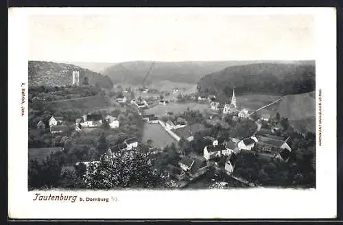 AK Tautenburg b. Dornburg, Ortsansicht mit Bergen
