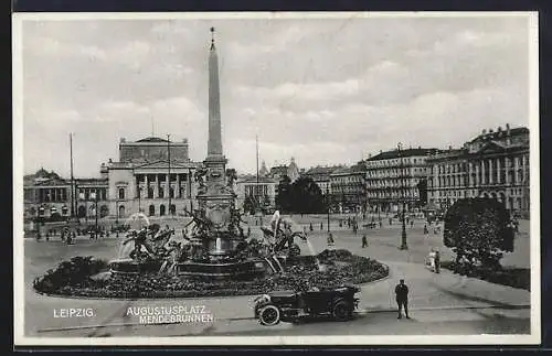 AK Leipzig, Augustusplatz mit dem Mendebrunnen
