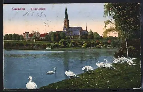 AK Chemnitz, Schlossteich mit Kirche