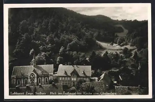 AK Zorge /Südharz, Taubental mit Kirche vom Glockenberg aus