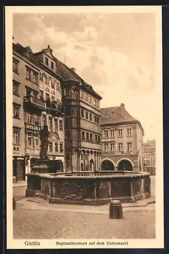 AK Görlitz, Neptunsbrunnen auf dem Untermarkt