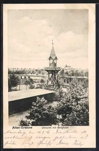 AK Altengrabow, Berghotel mit Uhrturm auf dem Truppenübungsplatz