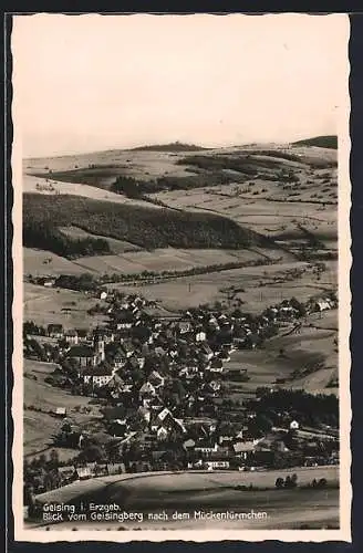 AK Geising, Ortsansicht vom Geisingberg nach dem Mückentürmchen