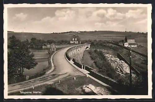 AK Dippoldiswalde, Talsperre Malter mit umliegenden Feldern