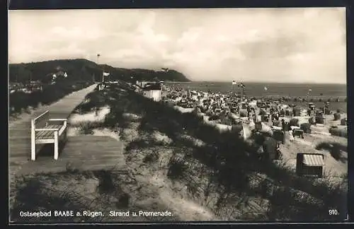 AK Baabe a. Rügen, Strand und Promenade