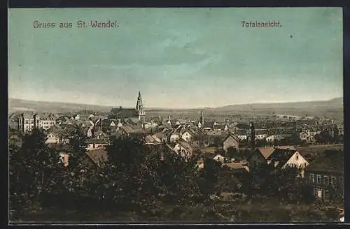 AK St. Wendel, Ortsansicht mit Kirche
