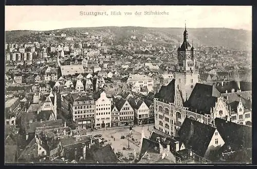 AK Stuttgart, Blick von der Stiftskirche
