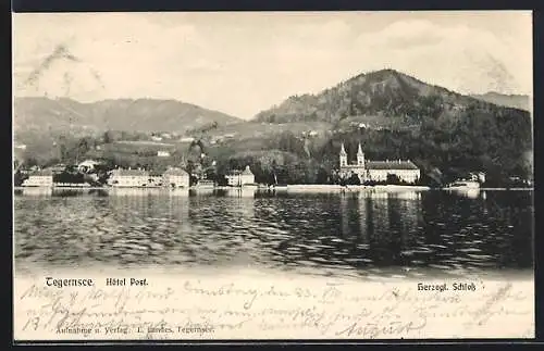 AK Tegernsee, Hotel Post und das herzogl. Schloss