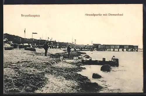 AK Brunshaupten, Strandpartie mit Damenbad