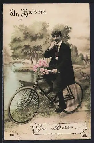 AK Mann auf einem Fahrrad