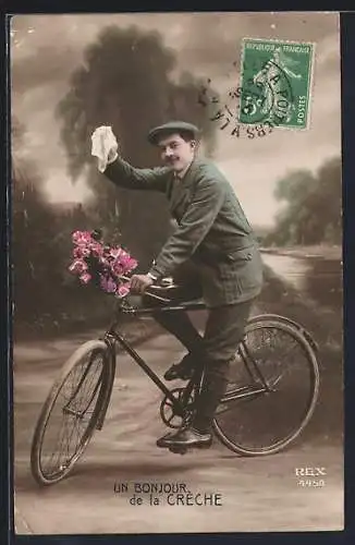 AK Mann auf seinem Fahrrad