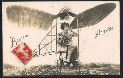 AK Dame in einem Flugzeug