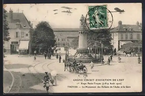 AK Troyes, Grand Circuit d`Aviation de l`Est, Le Monument des Enfants de l`Aube et le Gare