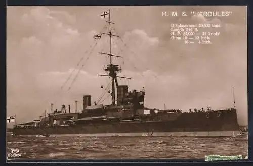 AK Kriegsschiff HMS Hercules auf See