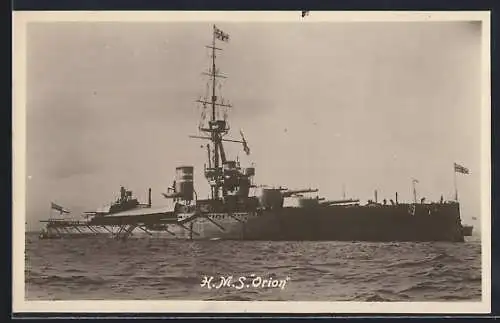 AK Kriegsschiff HMS Orion auf See