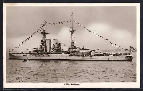 AK Kriegsschiff HMS Barham auf See