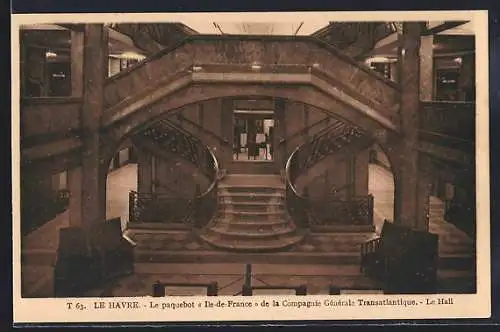 AK Passagierschiff Paquebot Ile de France, Le Hall