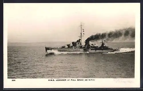 AK Kriegsschiff HMS Leander at Full Speed