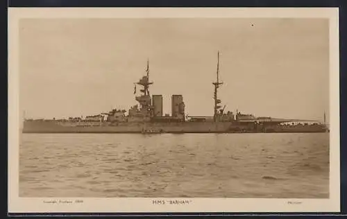 AK Kriegsschiff HMS Barham auf See