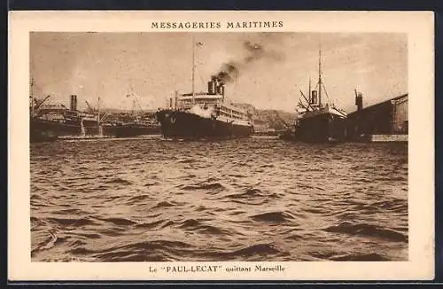 AK Le Pail-Lecat quittant Marseille, Passagierschiff
