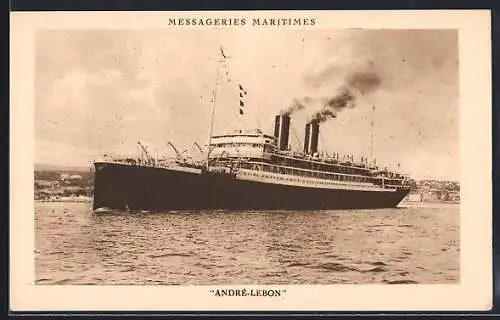 AK Passagierschiff André-Lebon mit rauchendem Schornstein