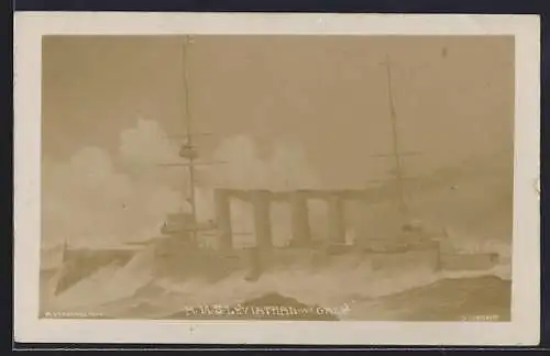 AK Kriegsschiff HMS Leviathan in a Gale