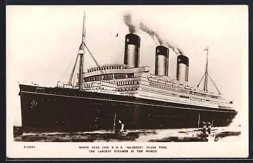AK White Star lin RMS Majestic, largest Steamer in the World