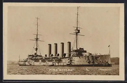 AK Kriegsschiff HMS Sutlej auf See