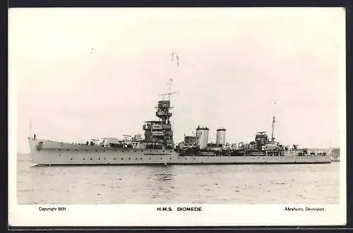 AK Kriegsschiff HMS Diomede auf See