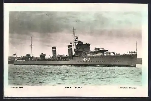 AK Kriegsschiff HMS Echo auf See
