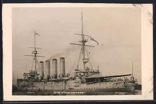 AK Kriegsschiff HMS Bacchante auf See