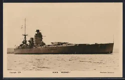 AK Kriegsschiff HMS Rodney auf See