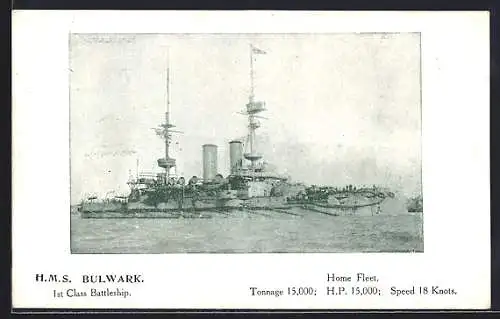 AK Kriegsschiff HMS Bulwark, 1st Class Battleship