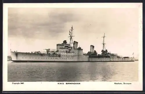 AK Kriegsschiff HMS Birmingham auf See