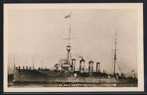 AK Kriegsschiff HMS Liverpool auf See
