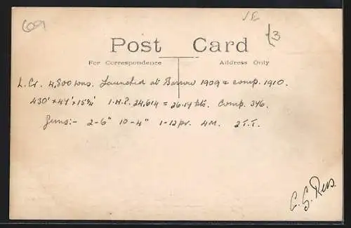 AK Kriegsschiff HMS Liverpool auf See