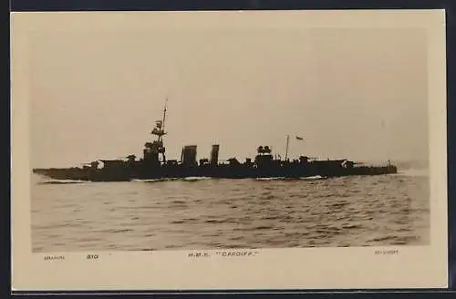 AK Kriegsschiff HMS Cardiff auf See