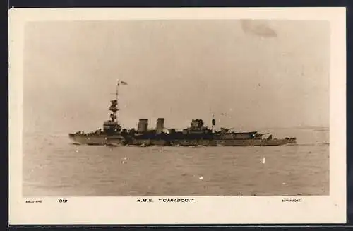 AK Kriegsschiff HMS Caradoc auf See