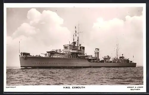 AK Kriegsschiff HMS Exmouth auf See