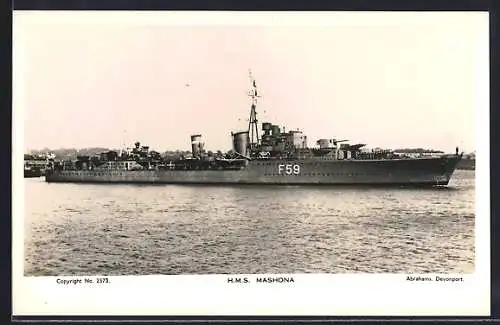 AK Kriegsschiff HMS Mashona auf See