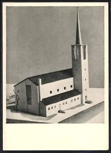 AK Bergheim-Kenten / Erft, Modell der Pfarrkirche St. Hubertus