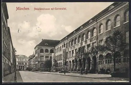 AK München, Amalienstrasse mit Universität